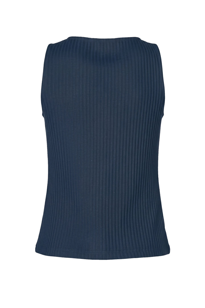Liverpool Sleeveless Boat Neck Rib Knit Top Club Navy