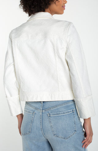 Liverpool Bracelet Length High Cuff Cropped Jacket White Diamond