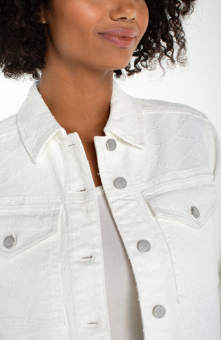 Liverpool Bracelet Length High Cuff Cropped Jacket White Diamond