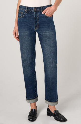 Liverpool Sloane Low Rise Girlfriend Cuffed 28 3/4" Inseam Comet Blue