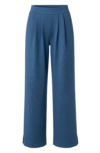Liverpool Pull on Pleated Wide Leg 30" Inseam Heathered Navy
