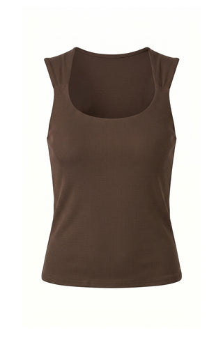 Liverpool Sleeveless Built-in Bra Knit Top Dark Espresso