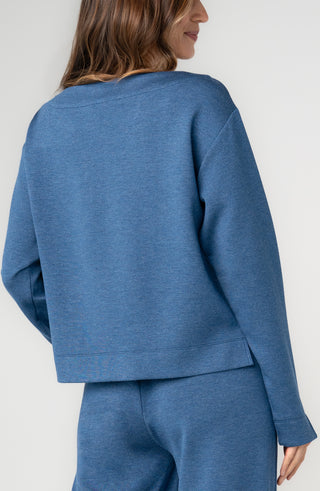 Liverpool Long Sleeve Boat Neck Top Cloud 9 Heathered Navy