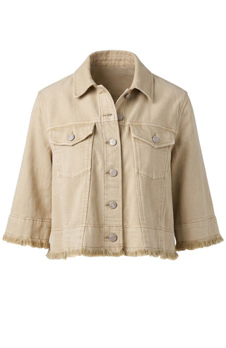 Liverpool 3/4 Sleeve Frayed Flounce Jacket Light Khaki