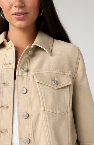 Liverpool 3/4 Sleeve Frayed Flounce Jacket Light Khaki