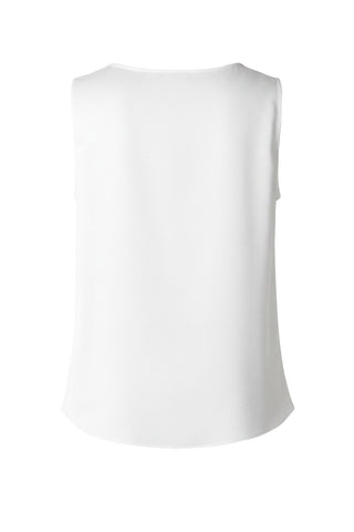 Liverpool V-Neck Woven Tank with Lace Trim Whipped Cream