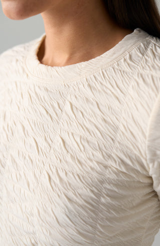 Liverpool Long Flare Sleeve Crew Neck Knit Top Cream