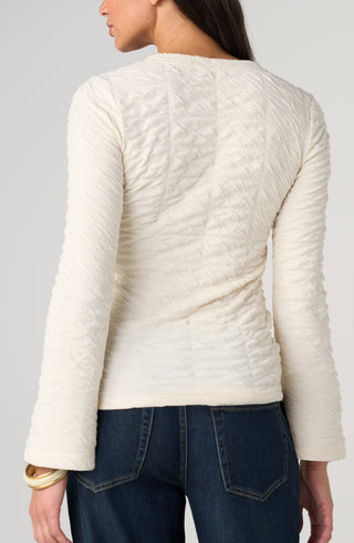 Liverpool Long Flare Sleeve Crew Neck Knit Top Cream