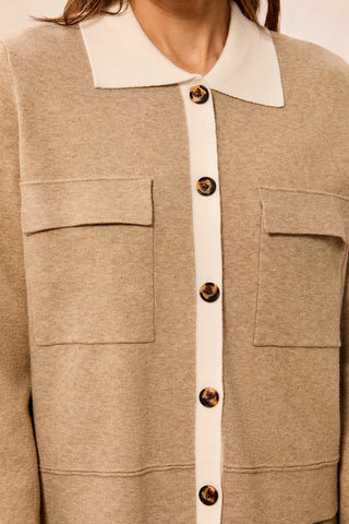 Tribal Double knit Long Sleeve Button-Front Collared Cardigan Fossil