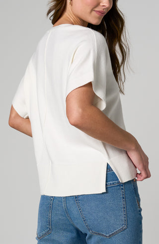 Liverpool Short Sleeve V-neck Dolman Sweater Whipped Cream
