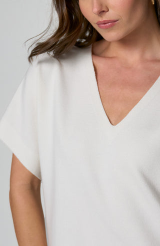 Liverpool Short Sleeve V-neck Dolman Sweater Whipped Cream
