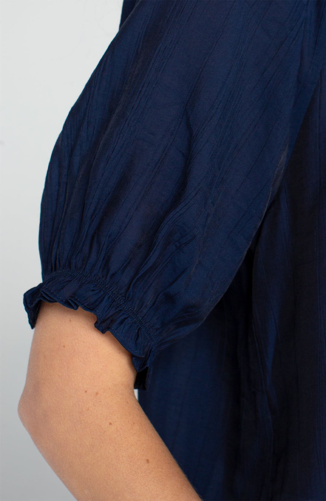 Liverpool Short Sleeve Half Placket Woven Blouse - Navy