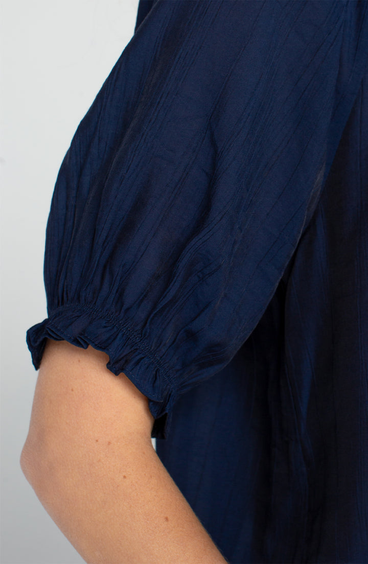 Liverpool Short Sleeve Half Placket Woven Blouse - Navy