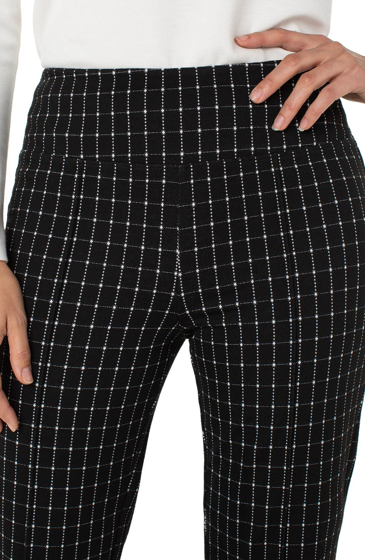 Liverpool Pearl Full Length Flare with Pintucks - Black &amp; White Check