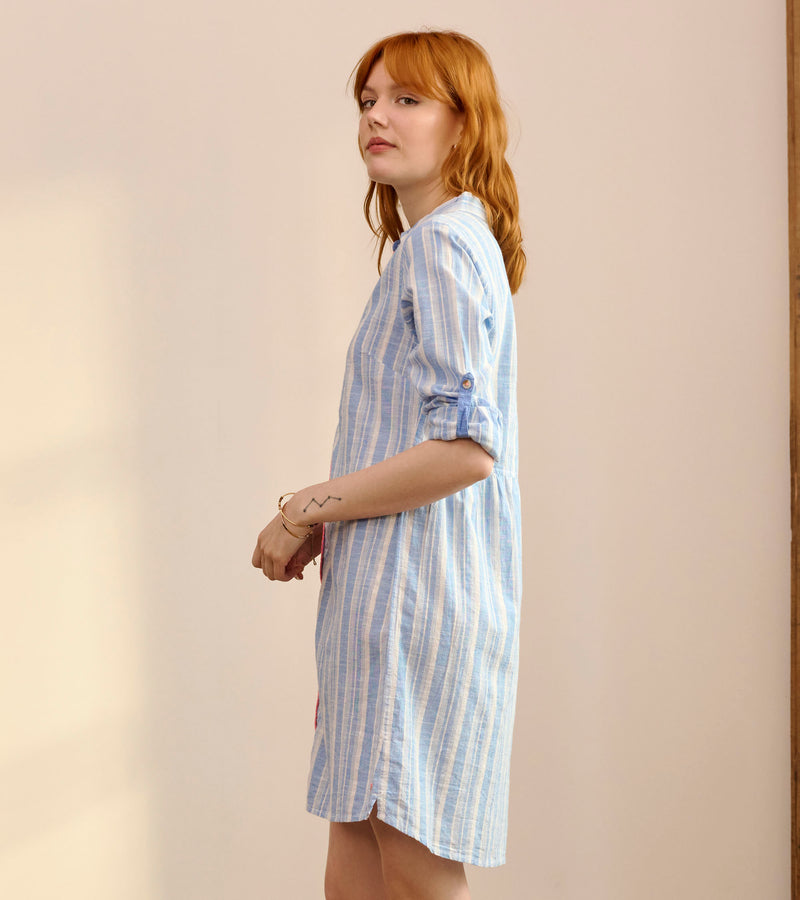 Hatley Cara Shirt Dress - Light Blue Stripes