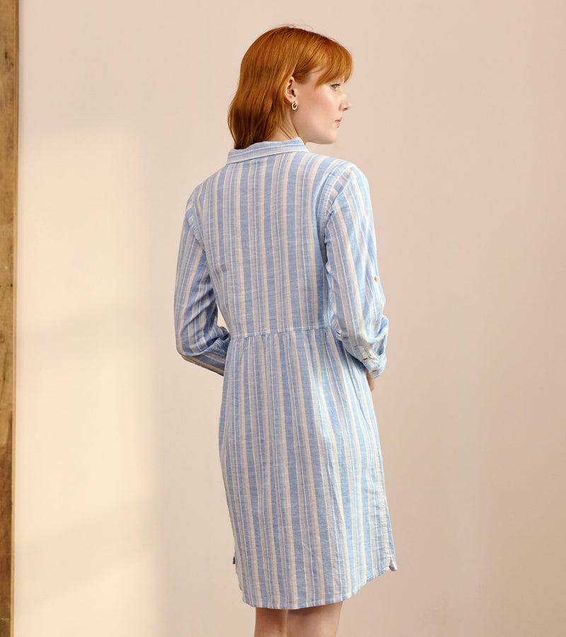 Hatley Cara Shirt Dress - Light Blue Stripes