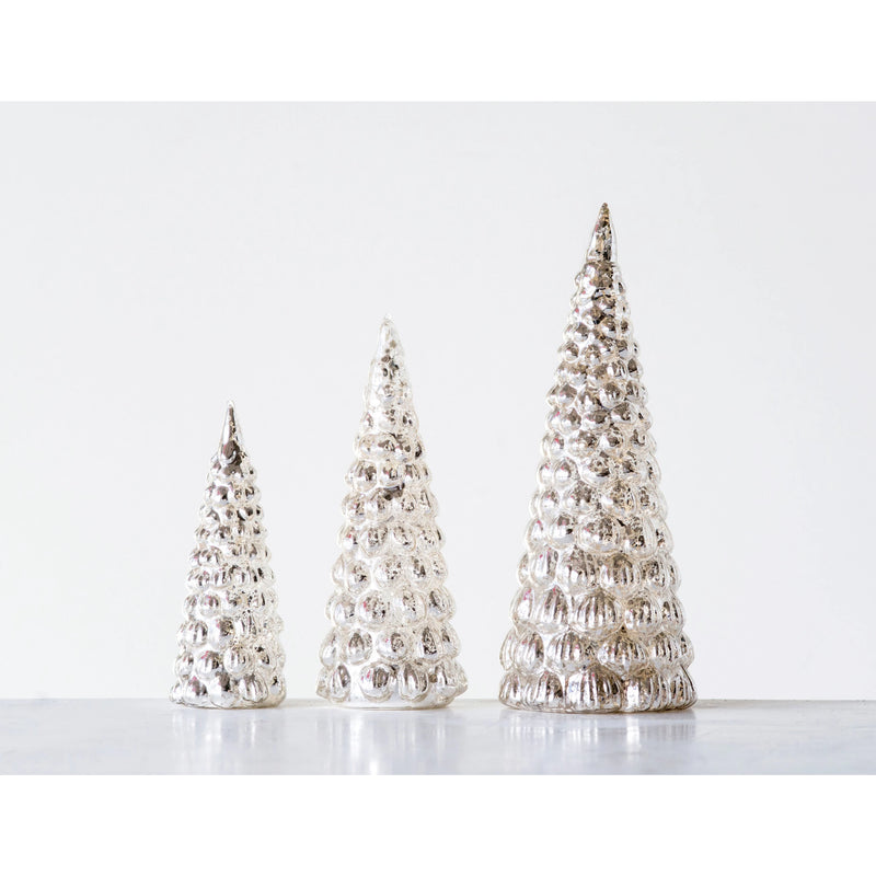 Embossed Mercury Glass Christmas Tree - 3 Sizes