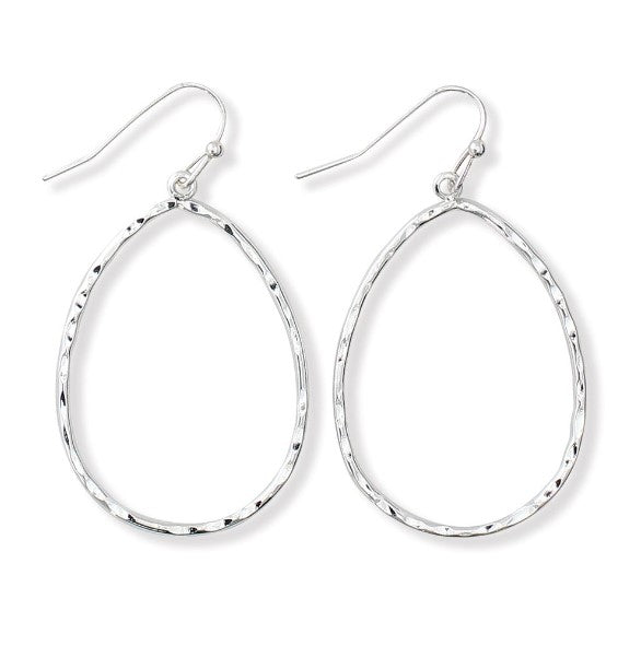 Periwinkle Earrings -Silver Textured Tear drop