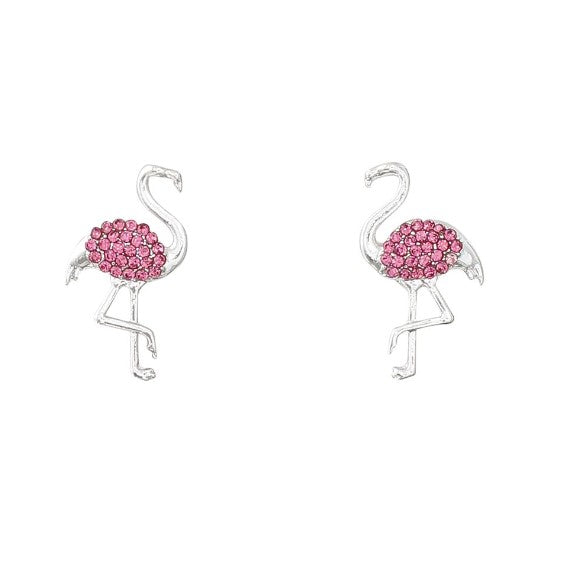 Periwinkle Earrings -Pink Crystal Flamingos