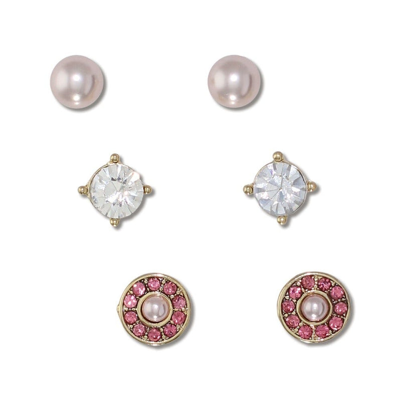 Periwinkle Earrings - Blush Pearls with Crystals Set