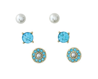 Periwinkle - Pearls With Aqua Crystals - Trio 8108830