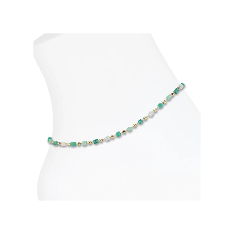 Periwinkle Anklet - Anklet-Multi Green Beaded